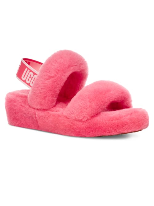 Ugg Oh Yeah Sheepskin Slingback Slippers In Strawberry Sorbet