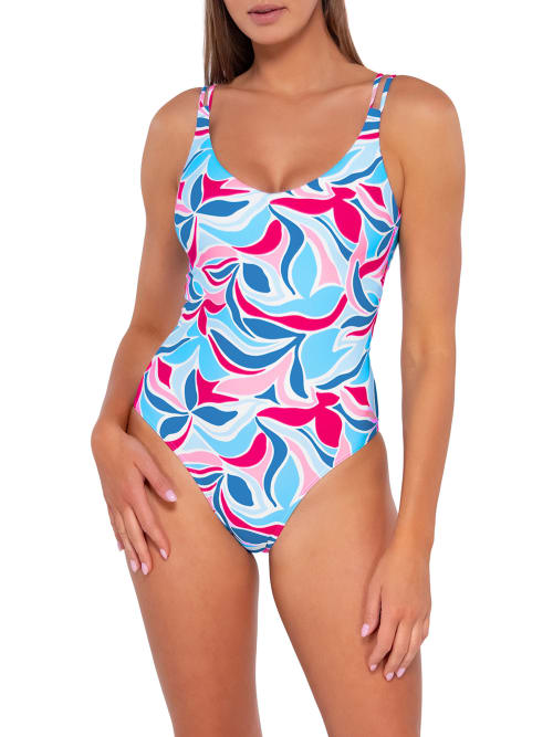 Sunsets Printed Veronica One-piece In Blue