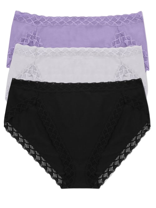 Natori Bliss 3-pack French Cut Briefs In Lilac,mink,black