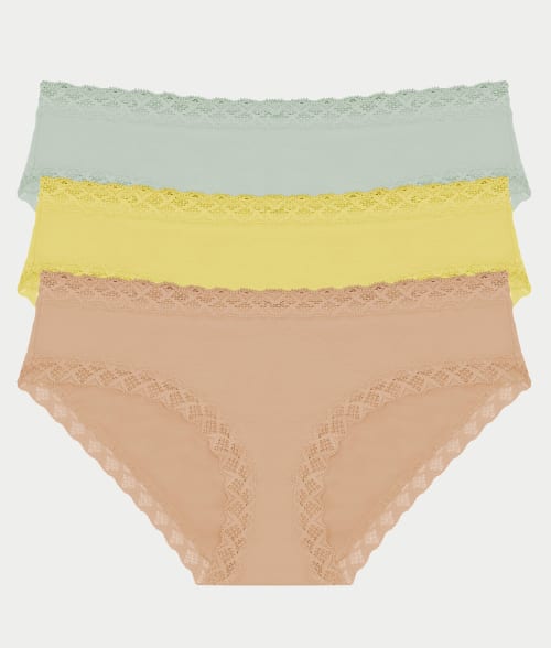 Shop Natori Bliss Cotton Girl Brief 3-pack In Dew,yellow,cafe