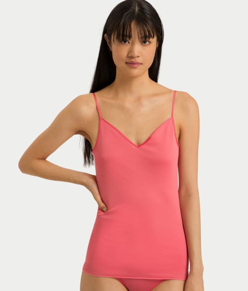Shop Hanro Cotton Seamless Camisole In Rose Porcelain