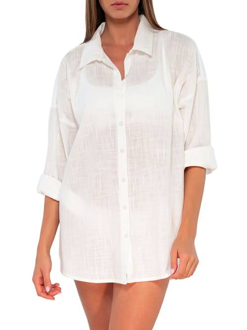 Shop Sunsets Delilah Shirt Cover-up In White Lily