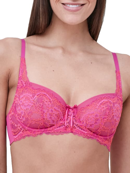 Skarlett Blue 'minx' Unlined Lace Demi Underwire Bra In Magnolia,coral