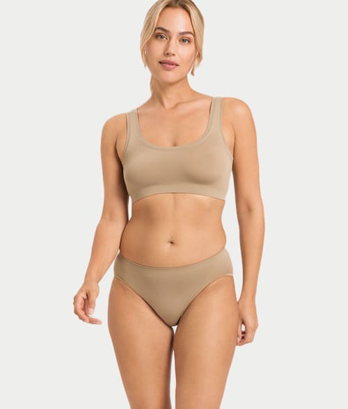Shop Hanro Touch Feeling Hi-cut Brief In Deep Taupe