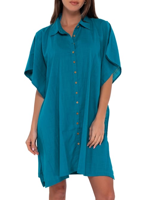 Shop Sunsets Shore Thing Tunic Cover-up In Avalon Teal