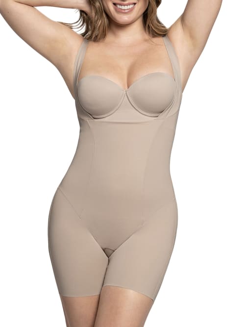 Leonisa Firm Control Open Bust Hourglass Sculpting Bodysuit In Taupe