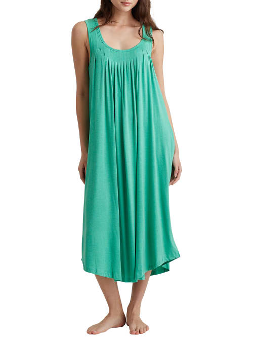 Shop Papinelle Pleated Maxi Modal Knit Nightgown In Spearmint