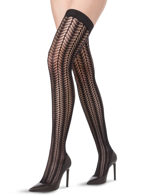 WOLFORD DIAMOND NET STAY-UP THIGH HIGHS