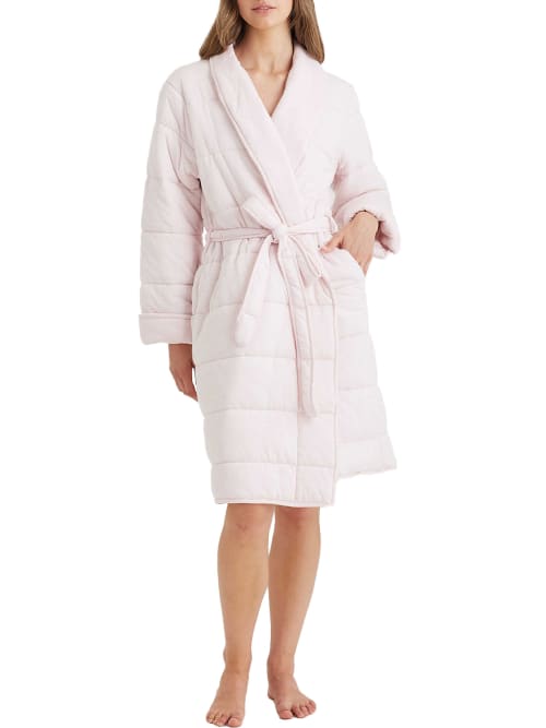 Shop Papinelle Cuddle Puffa Knit Robe In Rose Dust