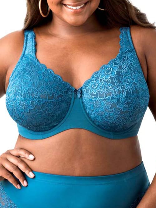 Elila Isabella Lace Full Coverage Bra In Teal