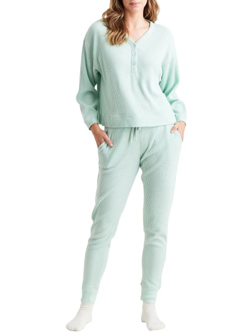Shop Papinelle Super Soft Knit Jogger Pajama Set In Mint