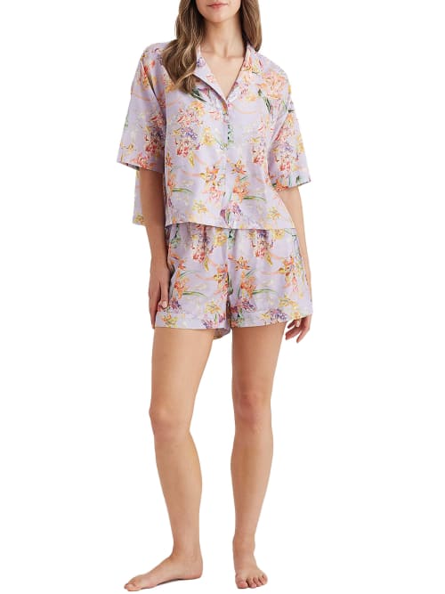 Shop Papinelle Bailey Luxe Woven Boxer Pajama Set In Misty Lilac