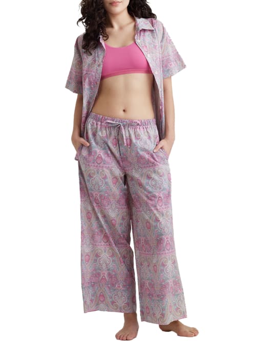 Shop Papinelle Nahla Woven Cotton Pajama Set In Cashmere Rose