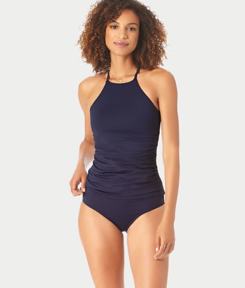 Anne Cole Signature Live In Color High-neck Tankini Top In Navy