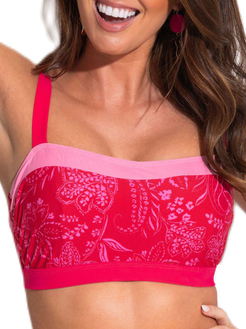 Pour Moi Palm Springs Underwire Cami Bikini Top In Red,pink