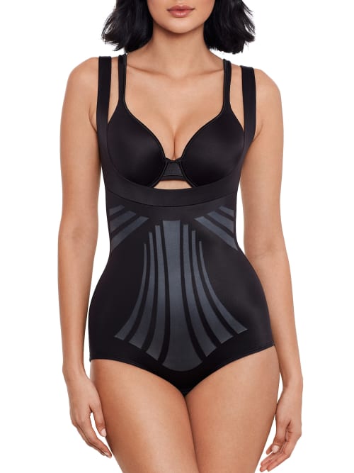 Shop Miraclesuit Extra Firm Control Modern Miracle Open Bust Bodysuit In Black