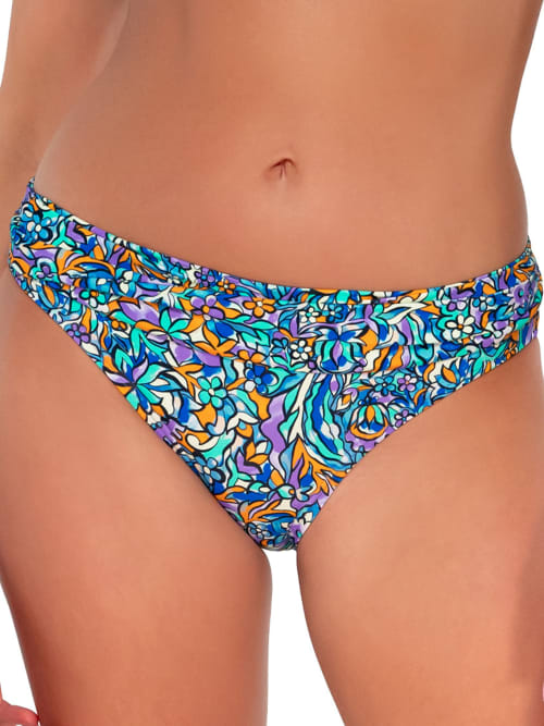 Shop Sunsets Printed Unforgettable Bikini Bottom In Pansy Fields