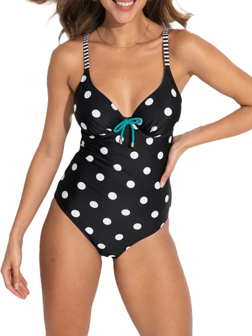 Pour Moi Beach House Underwire One-piece In Black,teal