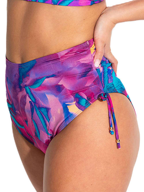 Pour Moi Cabana High-waist Control Adjustable Bikini Bottom In Purple Floral