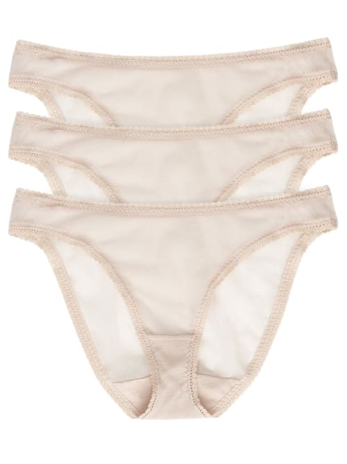 On Gossamer Women's Cotton Hip Bikini Panty, Pack Of 3 1402p3 In Champagne