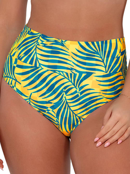 Shop Sunsets Printed Fold-over High-waist Bikini Bottom In Cabana