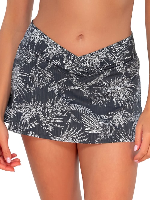 Shop Sunsets Printed Summer Lovin' Skirted Bikini Bottom In Fanfare Seagrass