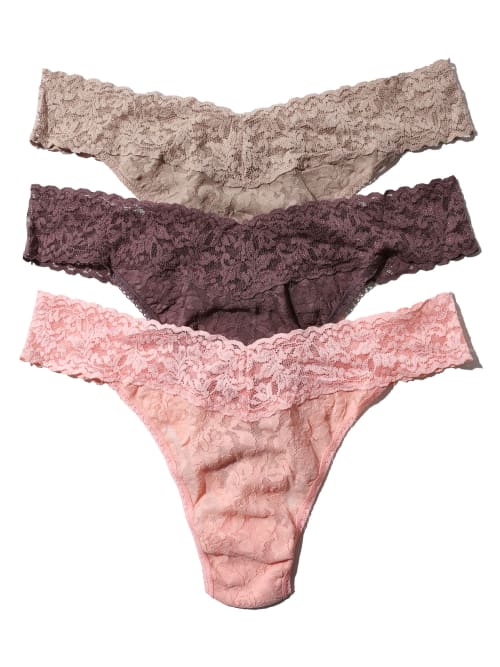 Hanky Panky Signature Lace Original Rise Thong Fashion 3-pack In Multi