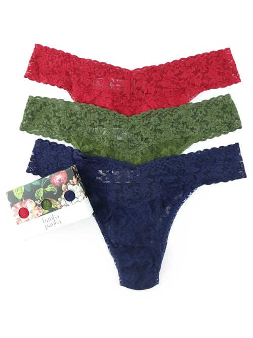 Hanky Panky Signature Lace Original Rise Thong Fashion 3-pack In Fall