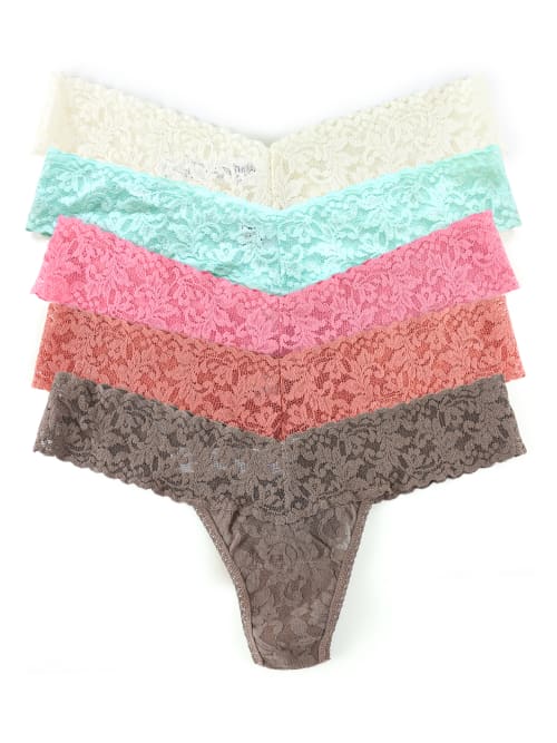 Hanky Panky Signature Lace Original Rise Thong Fashion 5-pack In Spring Assorted