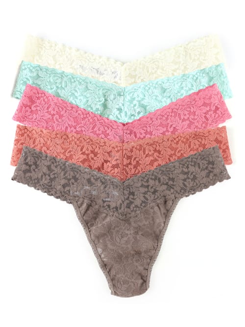 Hanky Panky Signature Lace Low Rise Thong Fashion 5-pack In Spring Assorted
