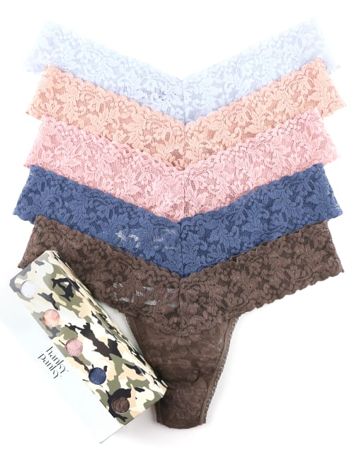 Hanky Panky 5-pack Low-rise Multicolor Lace Thongs In Himalayan  Pink/dusk/beguiling