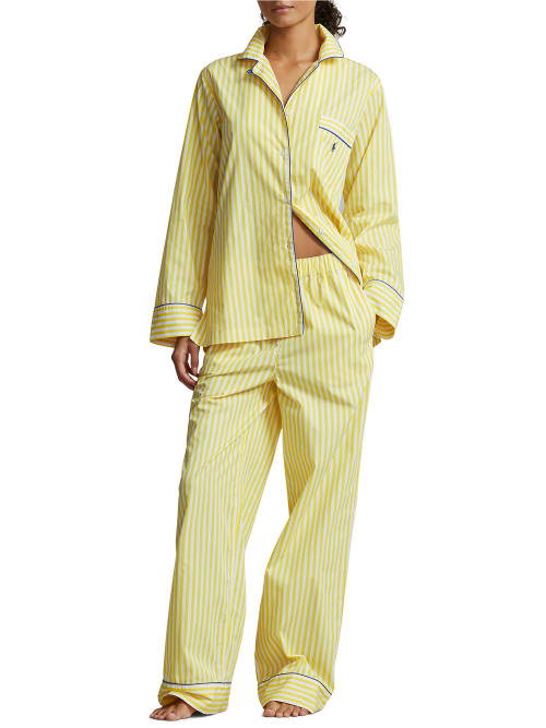 Shop Polo Ralph Lauren The Madison Woven Pajama Set In Lemon Zest