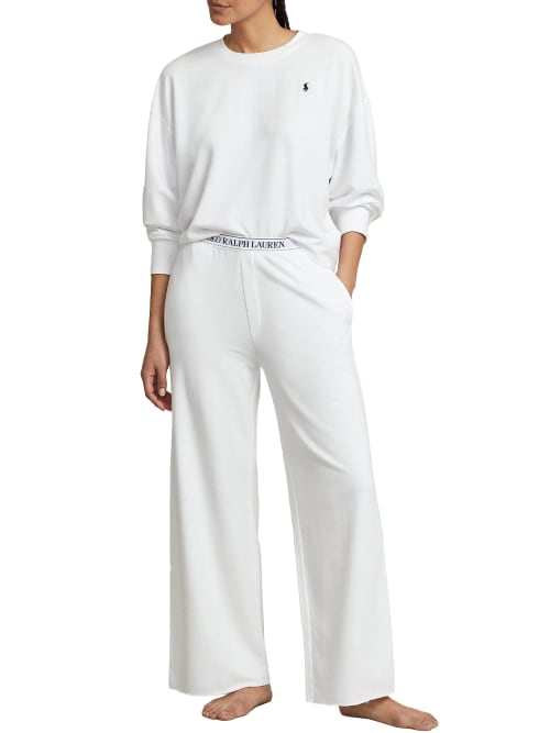 Polo Ralph Lauren Sweatshirt Knit Pajama Set In White