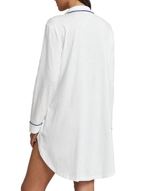 Shop Polo Ralph Lauren Polo Essential Knit Sleep Shirt In White Cloud