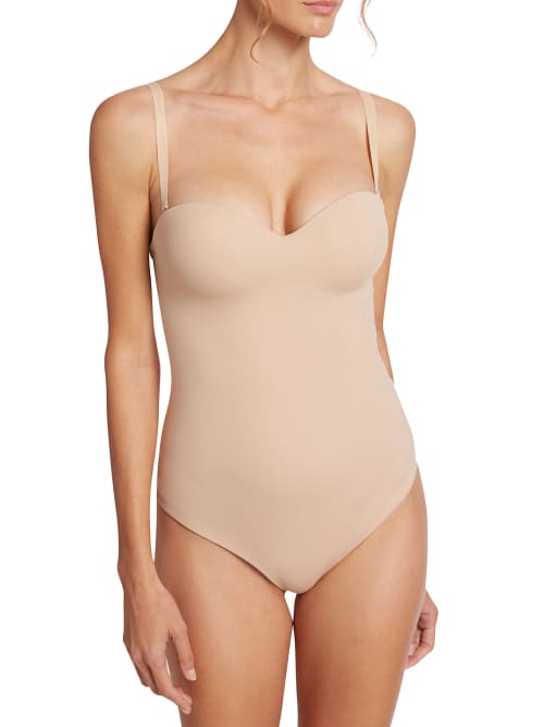 Shop Wolford Mat De Luxe Forming String Bodysuit In Powder