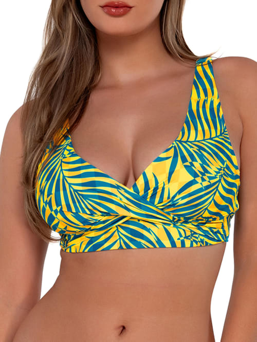 Shop Sunsets Printed Underwire Wrap Bikini Top In Cabana
