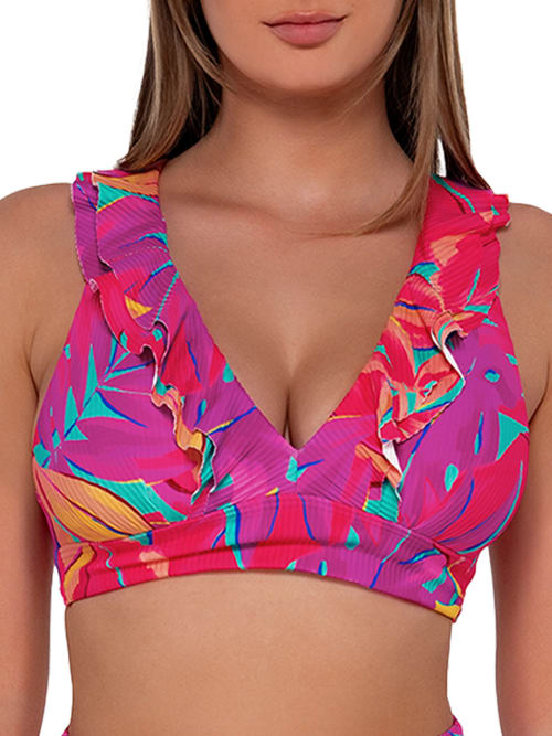 Printed Willa Ruffle Wire-Free Bikini Top