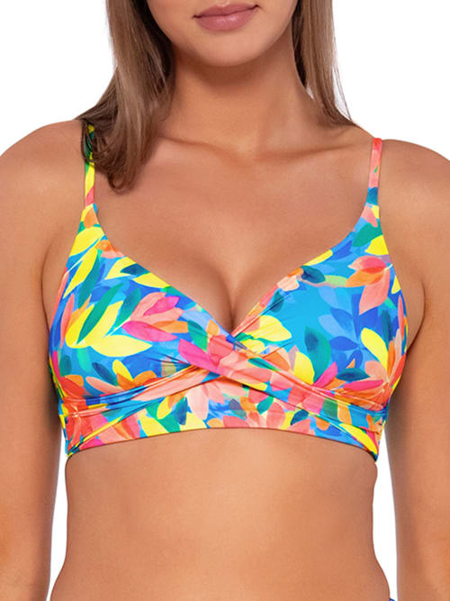 Sunsets Lyla Wrap Bralette Bikini Top In Shoreline Petals