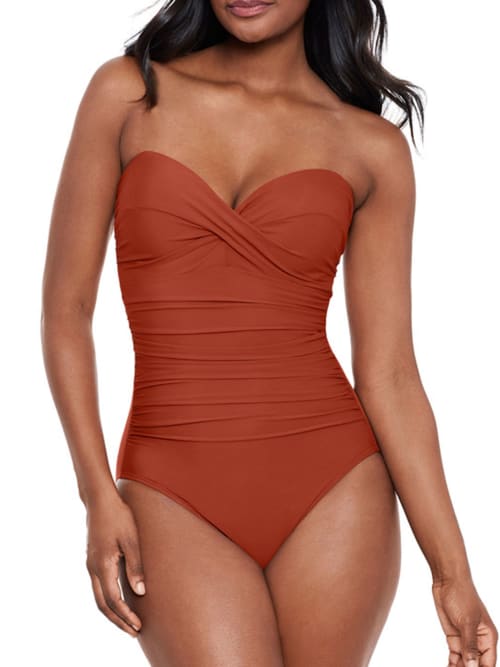 Shop Miraclesuit Rock Solid Madrid Bandeau Underwire One-piece In Spice