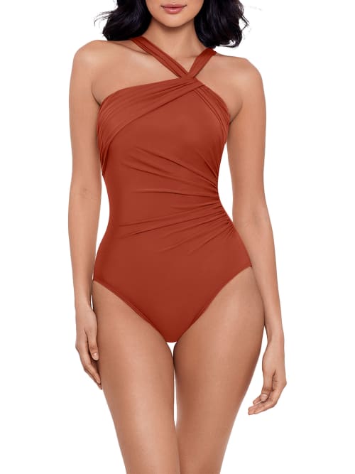 Shop Miraclesuit Rock Solid Europa Underwire One-piece In Spice