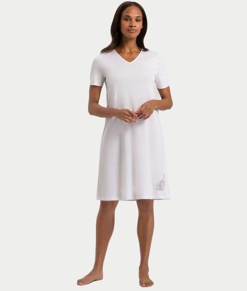Shop Hanro Michelle Cotton Knit Nightgown In White