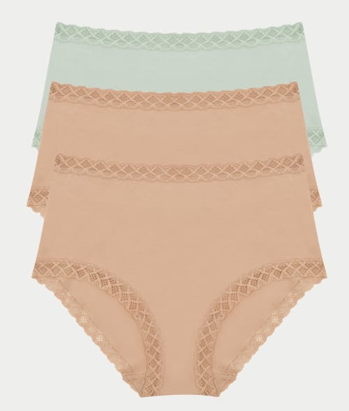 Shop Natori Bliss Cotton Full Brief 3-pack In Morning Dew,cafe