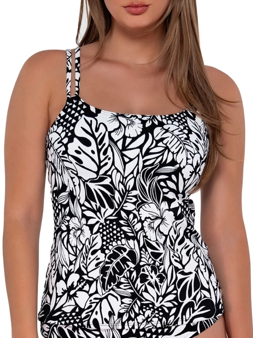 Sunsets Printed Taylor Underwire Tankini Top In Caribbean Seagrass