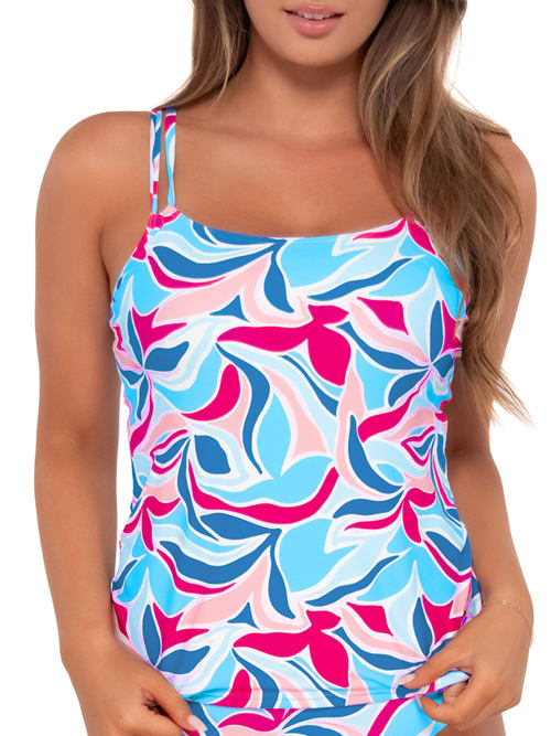 Sunsets Printed Taylor Underwire Tankini Top In Blue