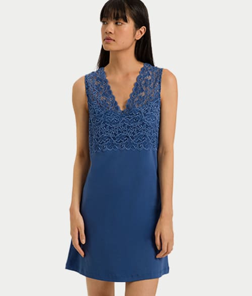 Shop Hanro Moments Knit Tank Gown In True Navy