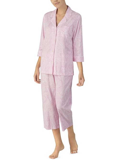 Lauren Ralph Lauren Further Lane Capri Knit Pajama Set In Pink Paisley