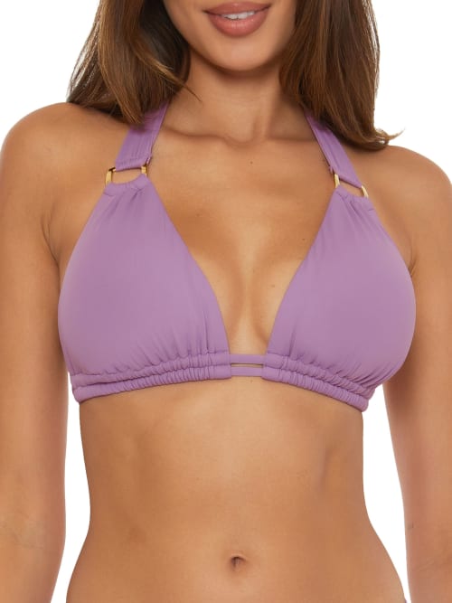 Becca Color Code Allie Triangle Halter Bikini Top D-ddd Cups In Violet