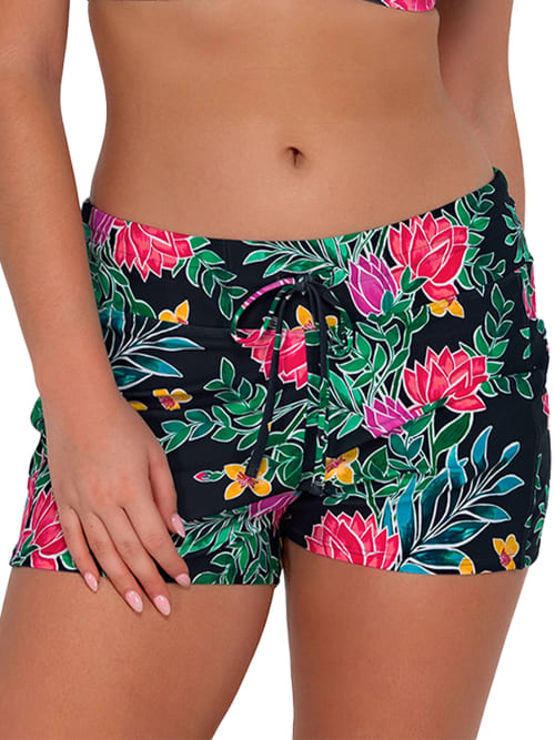 Shop Sunsets Printed Laguna Swim Shorts In Twilight Blooms