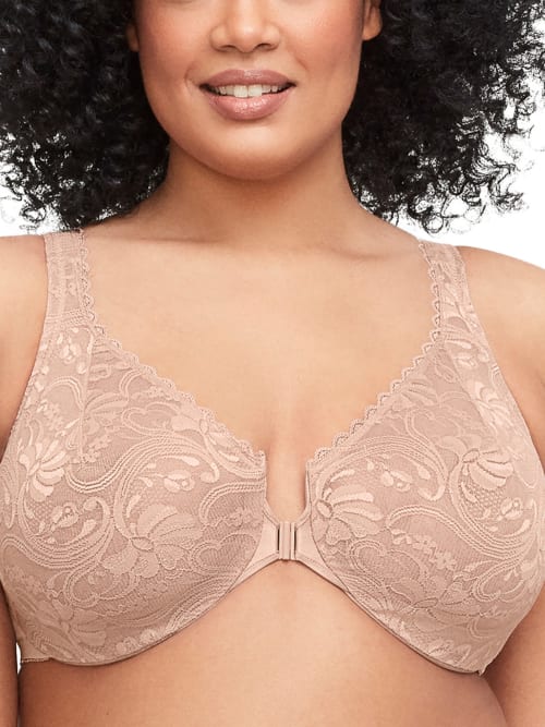 WonderWire Front-Close Stretch Lace Bra