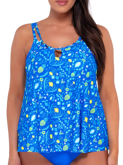 Sunsets Sadie High-neck Tankini Top In Blue